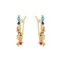 Orecchini ear climber placcati oro con pietre di zirconia colorate in varie forme - Oro