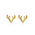 Detailansicht goldener Rentiergeweih-Ohrstecker mit glänzender Spiegeleffekt - Gold (149)
