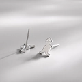 Polished S925 sterling silver dinosaur stud earrings with a glossy mirror finish - Silver (ED172 Silver)