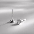 Polished silver lotus seed pod stud earrings with intricate texture for women - Lotus Seed Pod Style (179)