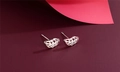 Macro shot of S925 sterling silver hollow leaf earrings showing metal hallmarks - Hollow Leaf Style (F2)