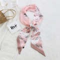 Pink silk-like long scarf featuring white horse prints and dark pink edge binding - 23L Western Horse Pink