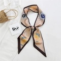 Elegant champagne silk neck scarf with zodiac constellation prints for hair and handbags - 25L Constellation Dark Brown