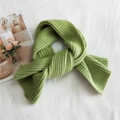 Grass green ribbed knit scarf for women, thick striped warm winter muffler in cozy wool style - Green