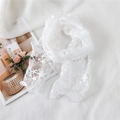 Elegant white star pattern lace scarf with delicate wave edges for a stylish look - White
