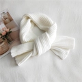 White ribbed knit scarf in soft thick material for women's winter warmth and comfort - White