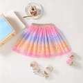 Regenbogen Tüllrock für Mädchen mit glitzernden Sternen und goldenem Gummibund - Einheitsgröße / Regenbogen Verlauf