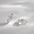 Retro S925 sterling silver plum blossom stud earrings with 18K gold plated centers - Plum Blossom Flower Shape (ED148)