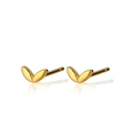 Macro shot of minimalist gold four-leaf clover stud earrings with smooth polished finish - Gold Leaf Style (137)