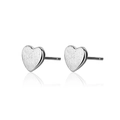 Pendientes de corazón en plata de ley S925 con acabado mate cepillado sobre blanco - Estilo de Corazón Cepillado (ED143)