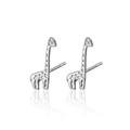 Orecchini a perno a forma di giraffa in argento sterling S925 su sfondo bianco pulito - Stile Giraffa d'Argento (142)