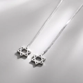 Elegant S925 sterling silver threader earrings featuring hexagram star tassels - Hexagram Style (A13)
