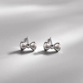 Polished S925 sterling silver bow knot stud earrings for women with elegant metallic finish - Bow Shape (174)