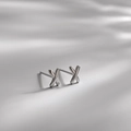 Minimalist S925 sterling silver X-shaped stud earrings with high-polish silver finish - Silver (181 Silver)