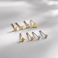 Minimalist S925 sterling silver geometric stud earrings set in star and triangle shapes - Solid Star Style (ED167五星白银)