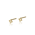 Detailed view of geometric gold stud earrings with a modern hollow square design and mirror finish - Hollow Square Style (ED167四边黄金)