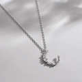 Minimalist 925 sterling silver crescent moon pendant necklace with sparkling zircons - Moon Shape Style (XL16)