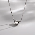 Collana minimalista in argento sterling 925 con ciondolo a fagiolo e catena veneziana - Stile Fagiolo (XL10)