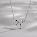 Elegant S925 sterling silver bow pendant necklace with a minimalist fine chain design - Silver Bow Style (XL02)
