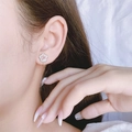Elegant S925 sterling silver cherry blossom stud earrings with sparkling zircon for women - Pink Cherry Blossom Style (A31)