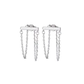 S925 Sterling Silber Quasten-Ohrringe mit minimalistischem Stab und hängenden Ketten - Minimalistischer Stab-Quasten-Stil (A21)