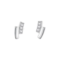 Orecchini geometrici a doppia fila con finitura argento e pietre di zircone scintillanti - Argento