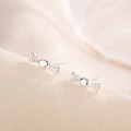 Cute mini candy-shaped silver earrings on soft textured fabric with high gloss finish - Silver Color (B205 Silver)