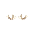 Minimalist gold butterfly stud earrings with sparkling cubic zirconia accents - Gold (C8 Gold)