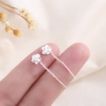 Elegant silver flower threader earrings with delicate five-petal design and long tassel - Silver Five-Petal Flower Style (A68)