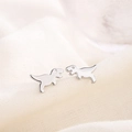 Cute S925 silver plated T-Rex dinosaur stud earrings on soft fabric background - Silver (172)