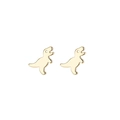 Cute minimalist golden T-Rex dinosaur stud earrings with polished finish on white background - Gold (172)