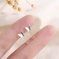 Elegant S925 sterling silver butterfly ear hooks jewelry shown on fingers for size guide - Butterfly Style Silver (B224)