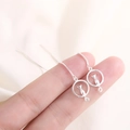 Pendientes de plata con silueta de gato y borla larga de cadena para mujer - Estilo de Silueta de Gato Plateado (A78)