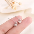 S925 silver antler ear threads with white moonstone beads shown on fingers - Deer Antler Moonstone Threader Style (A80)