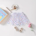 White children's heart sequin tulle skirt with matching bow shoes for party - One Size / Pink