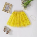 Gonna in tulle giallo per bambina con rose dorate e comoda vita elastica in oro - Taglia unica / Giallo