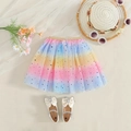 Gonna tutù arcobaleno per bambine con vita dorata e scarpe Mary Jane con fiocco - Taglia unica / Colorato