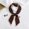 Herringbone pattern twilly scarf with pink edges and polyester material detail - Chiffon Herringbone Pattern