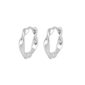 Minimalist S925 sterling silver twist hoop earrings with a sleek wavy spiral design - 925 Silver / Silver (HL-11)