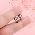 Creatieve S925 zilveren veiligheidsspeld oorbellen in gunmetal finish voor koppels - Zwarte Paperclip Stijl (HL-27) / Zwart