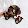 Classic knitted elk scarf in burgundy and forest green with festive Christmas pattern - Christmas Wine Red