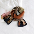 Knitted cartoon elk scarf in orange and navy blue geometric patchwork design - Navy Blue Cat