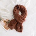 Thick knit reddish-brown scarf with ribbing, cozy Korean winter neck warmer for adults - Caramel color