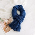 Thick navy blue knitted winter scarf for men and women in chunky knit style - Dark Blue