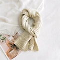 Thick cream cable knit scarf for winter featuring soft textured wool for unisex warmth - Off White