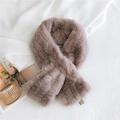 Elegant dusty pink plush scarf in warm faux rabbit fur with a convenient pull-through slot - Dark Pink