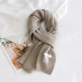 Chic camel knitted scarf with ribbed texture and minimalist HORN brand woven label - Brown / 28*180cm