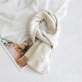 Chic cream white knitted scarf with vertical rib pattern and minimal brand label - Beige / 28*180cm