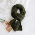 Écharpe en maille vert olive foncé pour femme avec texture douce et étiquette logo - Vert / 28*180cm