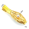 Detail view of gold starfish hair clip with white pearl and shell texture dimensions - Gold Style 6